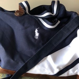 Ralph Lauren medium duffle with leather bottom.